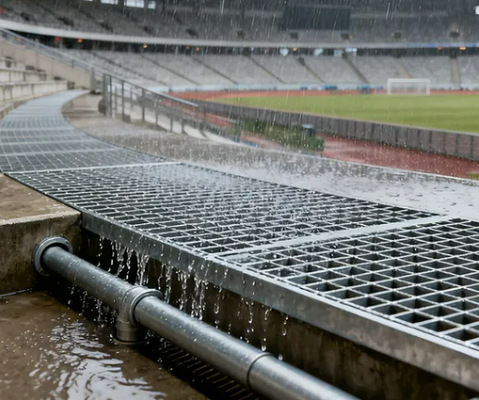 Hot-Dip Galvanized Steel Grating with 25x5 Bearing Bar for Corrosion Resistant Outdoor Drainage